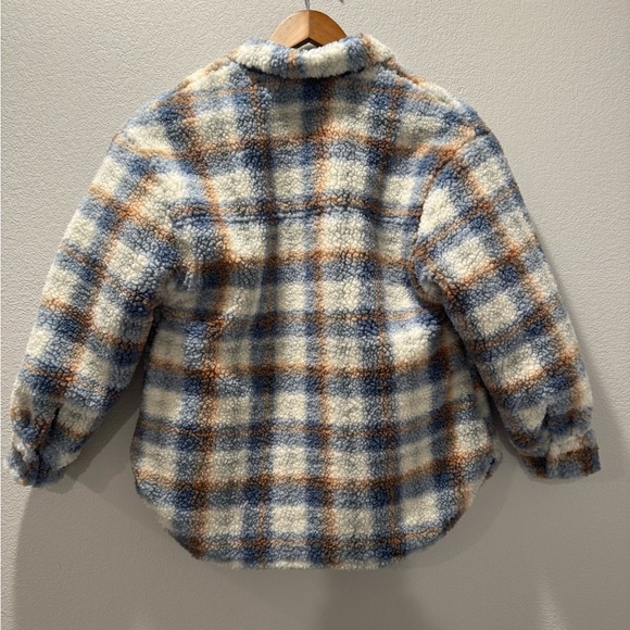 Zara Kids Plaid Fleece Overshirt Blue/Brown Thick Jacket 10y - Picture 3 of 4